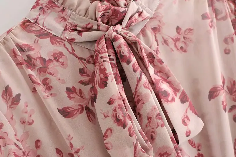 Женское Плиссированное шифоновое платье миди винтажное с цветочным принтом