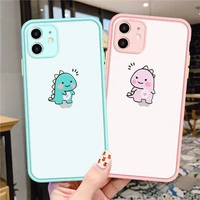 cute cartoon animal dinosaur couple phone case for iphone 11 13 pro max x xs xr 7 8 plus se 20 mattetransparent shockproof cover