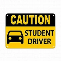metal sign caution student driver outdoor road warning slogan outdoor decoration retro square metal plate 8x12 inches