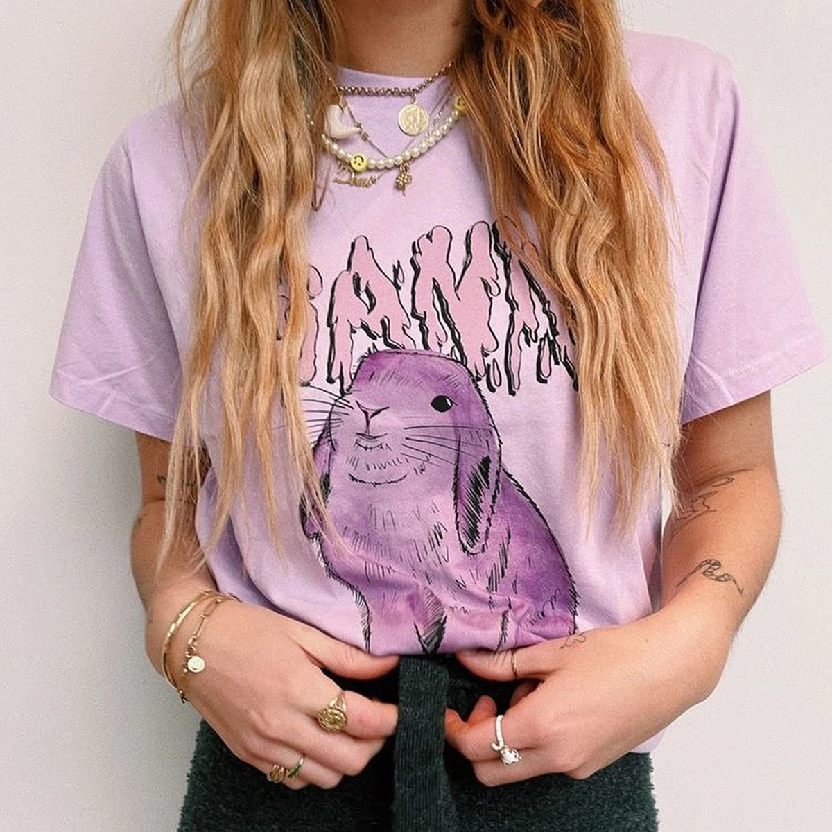 

Футболка женская с графическим принтом, повседневная тенниска из хлопка с коротким рукавом и круглым вырезом, Винтажная Майка в уличном сти...