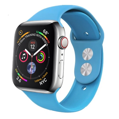 blue 30 Спортивный ремешок для Apple Watch ремешок 44 мм 40 4 3 iwatch ремешок 42 мм 38 мм силиконовый pulseira ремешок для часов Браслет Apple watch 5 ремешок 44 мм - Цвет ремешка: blue 30