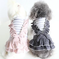 grey pink fashion dresses pets two feet warm cotton padded clothes for chihuahua dogs autumn and winter pet cute princess skirts