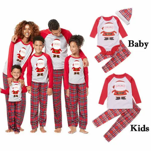 Christmas Family Pajamas Set Xmas Clothes Parents Kids Suit Home Sleepwear Nightwear Baby Kid Dad Mom Matching Family Outfits