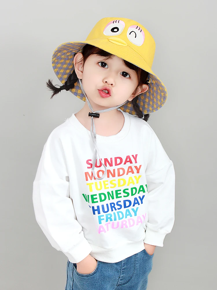 

zq Children's Hat Spring and Autumn Summer Double-Sided Plaid Girl's Sunhat Boys Sun Protection Hat Baby Cap Free Shipping