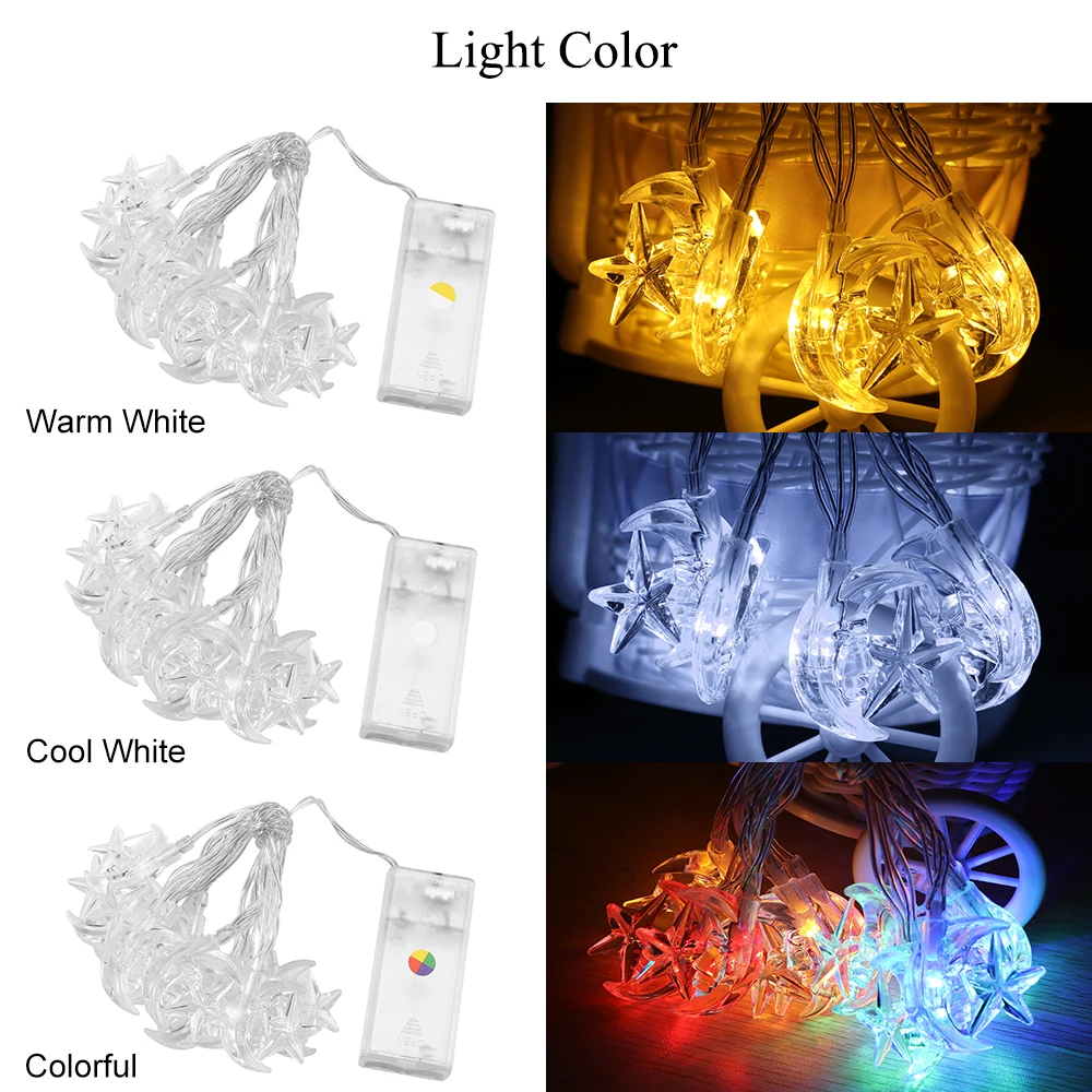 

10 светодиодных световых полос Звезда Луна светодиодные фонари с USB Водонепроницаемая штора световые гирлянды Украшенные Рождественские Св...