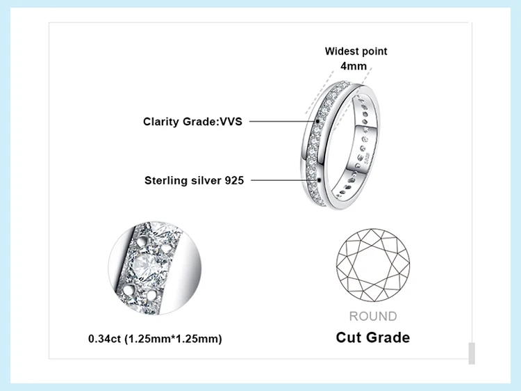 Jewelrypalace cubic zirconia Wedding Band Channel Eternity кольцо Pure стерлингового серебра 925 Красивые ювелирные изделия для Для женщин хороший подарок