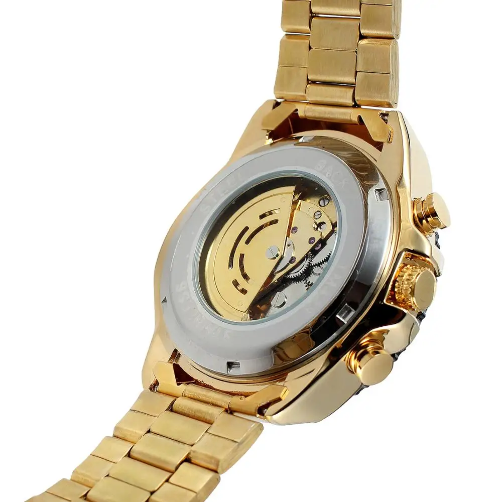 Бренд WINNER модные мужские часы Золотые механические автоматические из