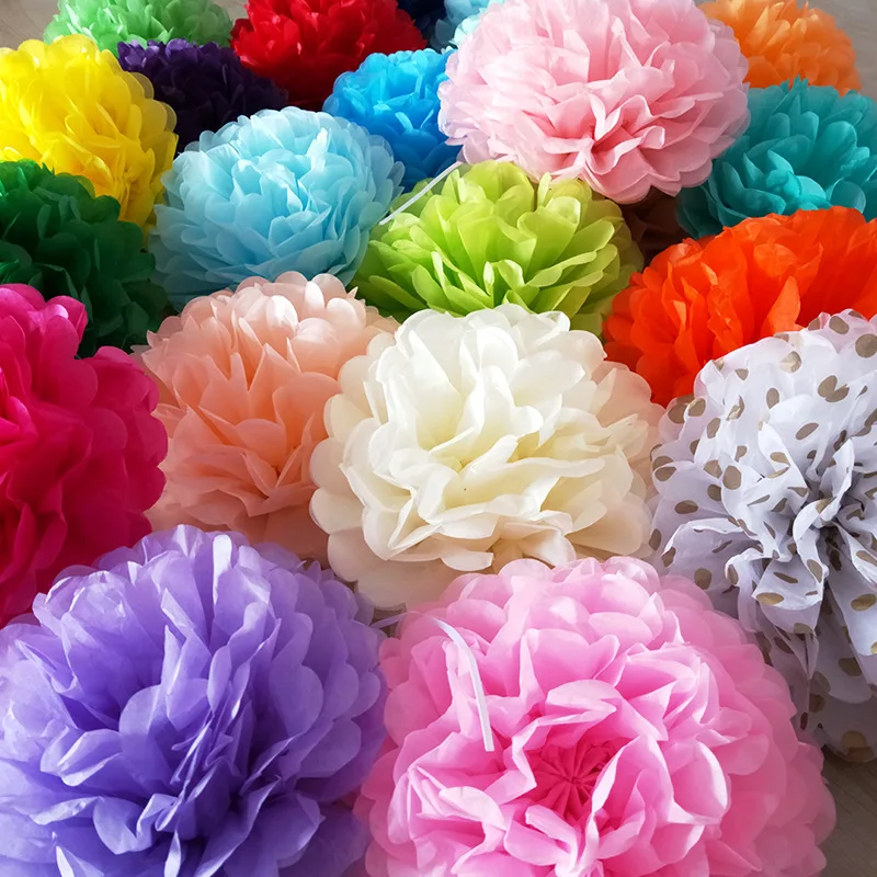 

10PCS /Lot Tissue Paper Pompom Flower Garland Rustic Wedding Decoration Birthday Party New Year Supplies Baby Shower Girl Favors