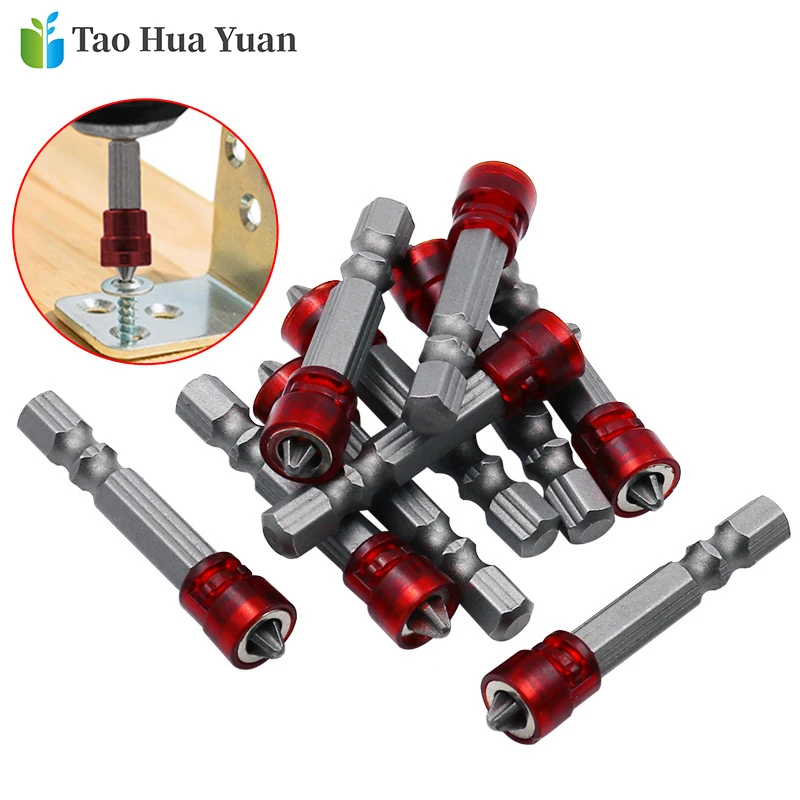 

1/4" Screwdriver Bits Red Head Magnet Driver Hex Shank With Magnetizer Cross Magnetic Bit Hand Electric Screw Tool Accessories