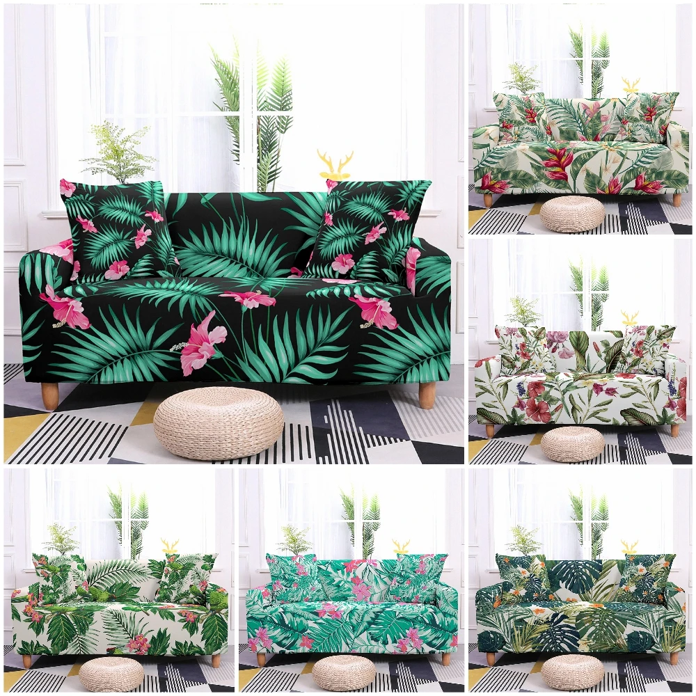 Leaves Pattern Elastic Sofa Slipcover for Living Room Universal Cover Flower Printed Couch 1/2/3/4 Seaters | Дом и сад