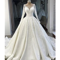 arabic long arm wedding dress dubai luxury lace ballgown new vestido de noiva tailored vintage