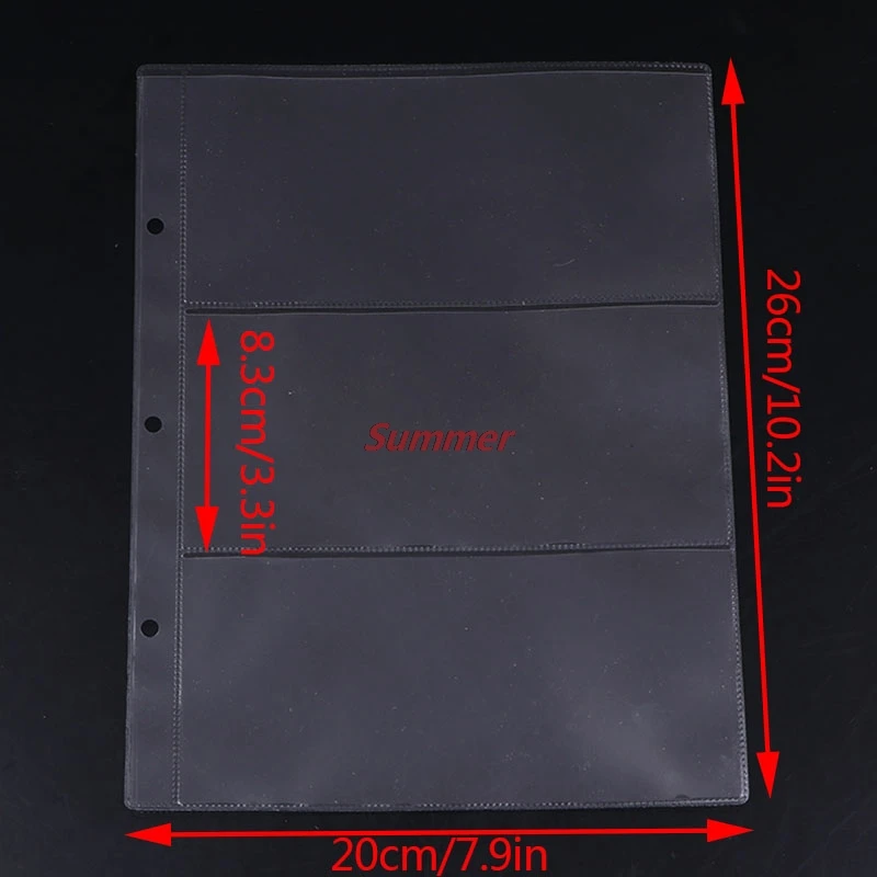 

10pcs Money Banknote Paper Money Album Page Collecting Holder Sleeves 3-slot Loose Leaf Sheet Protection New Arrive Fashion