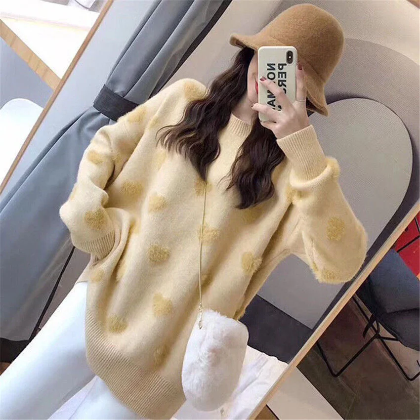 

Sweater women's loose jacket fall winter love pullover long sleeve lazy style net red fashion retro knit top 2020 New hot sale