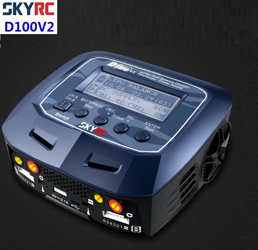 SKYRC D100 V2 100 Вт AC/DC двойное балансирующее зарядное устройство Dis источник питания