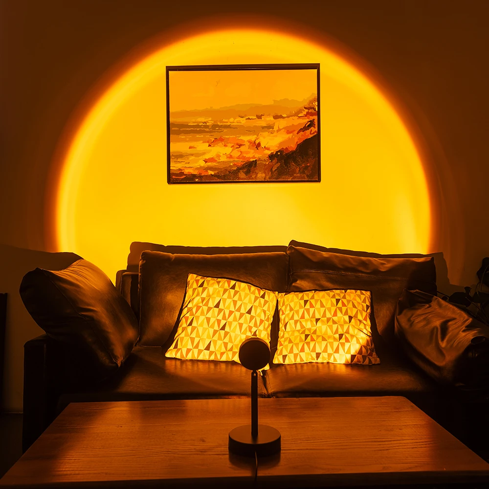 

2021 USB Button Rainbow sunset lamp Colorful Led Night Light Broadcast Background Wall Home Decoration Coffe Shop Lamp C24