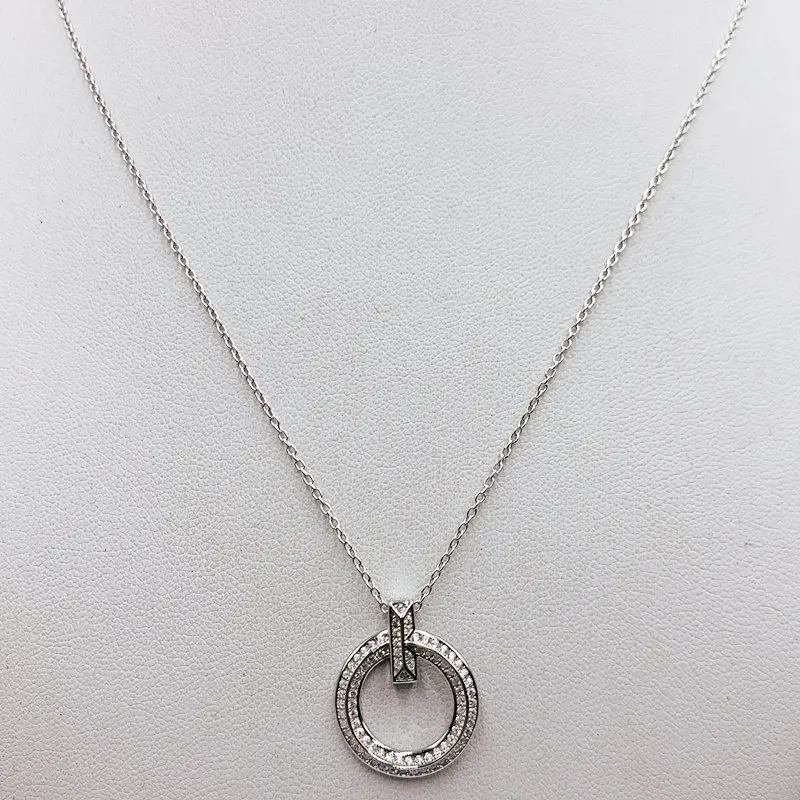 

1:1 S925 Sterling Silver Classic Inlaid Zircon Round Necklace, Exquisite Craftsmanship, Women Original Brand Logo Jewelry Gift