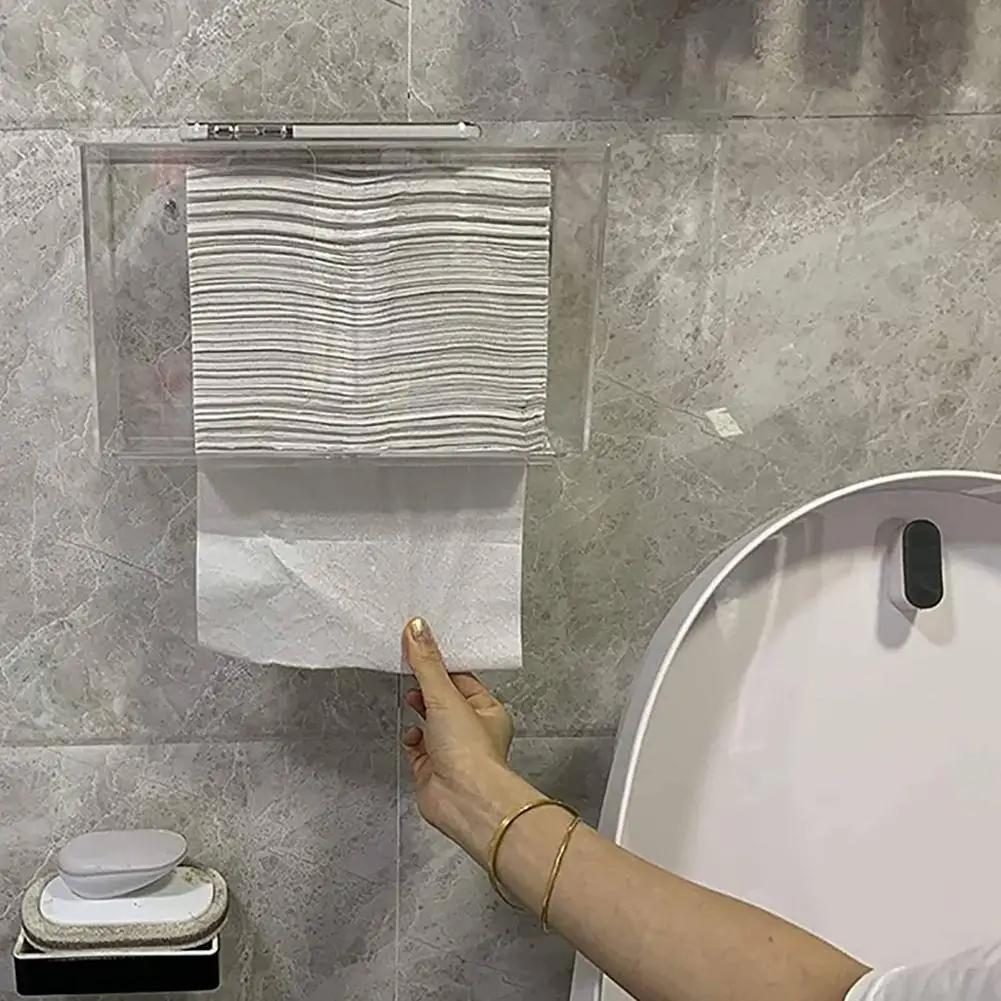 

Wall-Mounted Paper Towel Dispenser Clear Multifold Tissue Holder Fold N Fold Z Fold Toilet Paper Perforated Hanger
