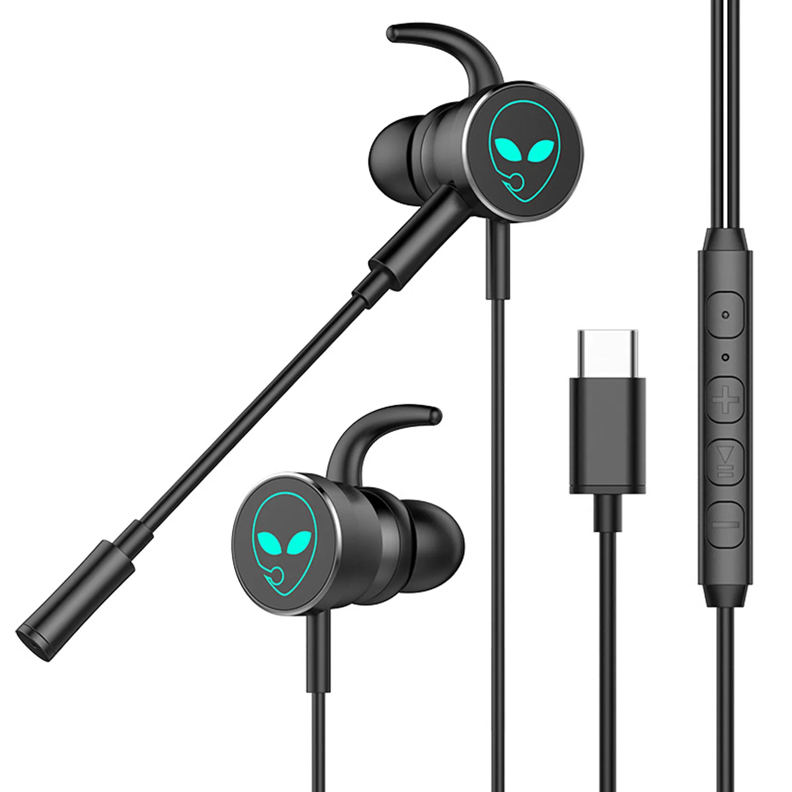 

In-Ear Wired Call Earphone With RGB Lighting Gaming Compu Headsets HiFi Headphones With Stereo Sound Mic For Phone Beneficial