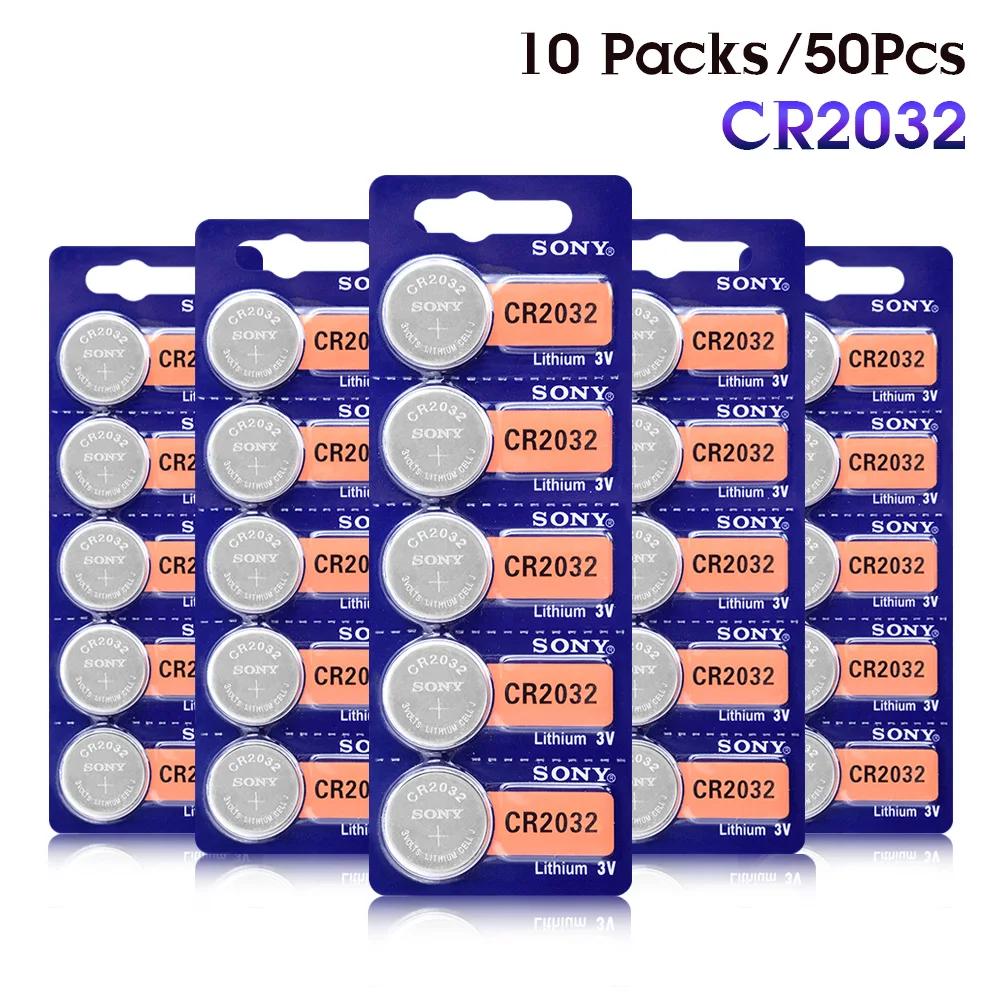 

SONY 50 шт. CR2032 батарея 3 в Кнопочная батарея монетные батареи для часов автомобильный пульт дистанционного управления DL2032 ECR2032 KL2032 5004LC однораз...