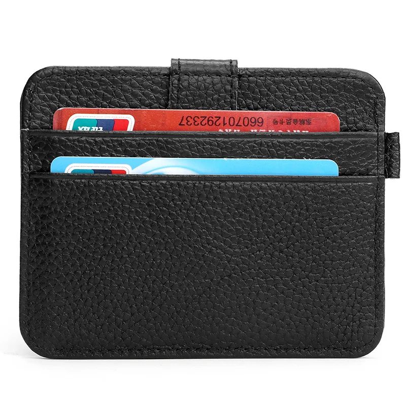 

Super Thin Card Wallets Brand Designer Male Card Holders Litchi Leather Slim Credit Card Case Man Vintage Small Purse