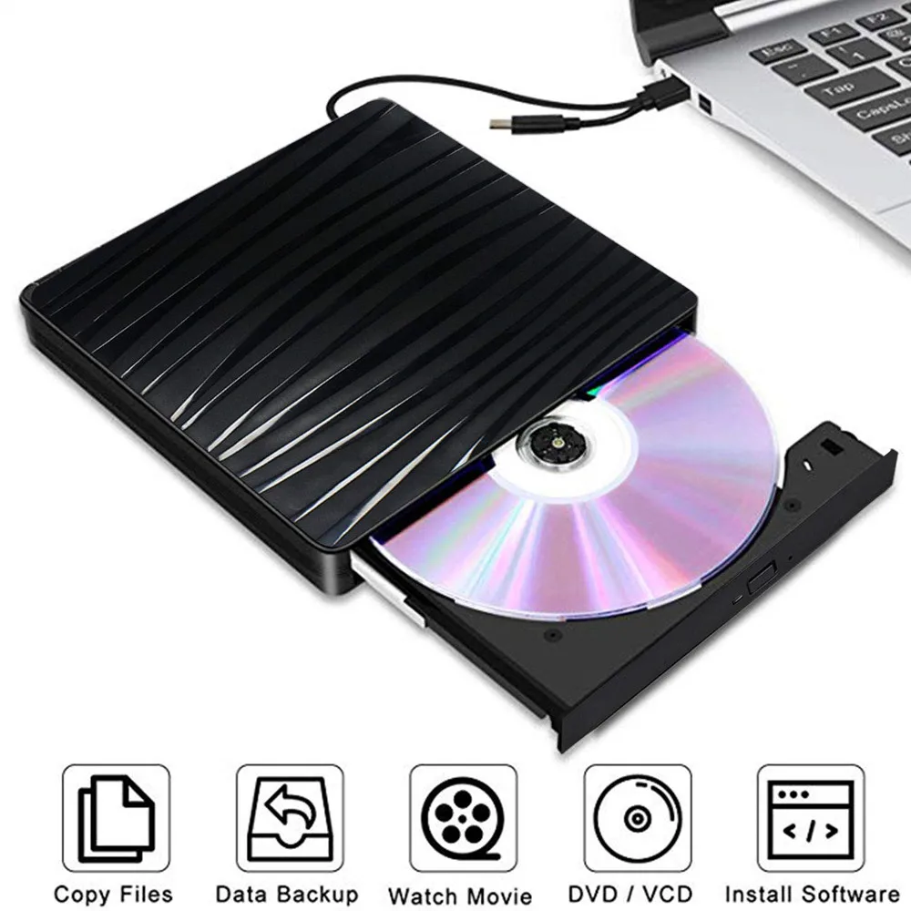 USB 3.0 Type C External CD Drive Dual Interface DVD Burner Writer DVD-RW ROM Player for hp Laptop Computer Windows | Электроника