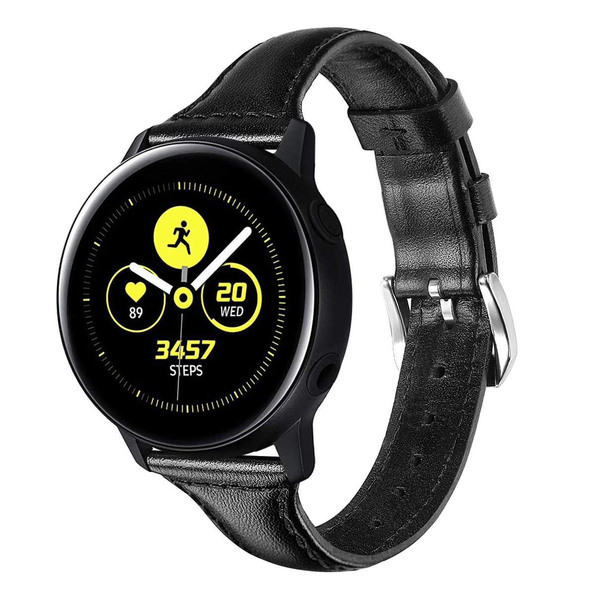Ремешок кожаный 20 мм для Samsung Galaxy Watch Active браслет из натуральной кожи Huawei Huami