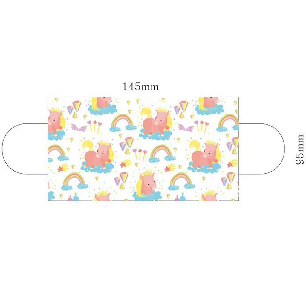 50 шт. в коробке детская мультяшная одноразовая маска 3-слойная с фильтром для