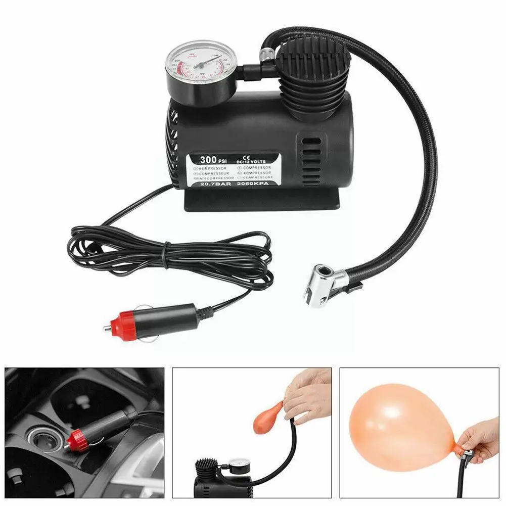 

Car Air Pump Locomotive Type With Pressure Gauge Tire Inflator G7u1