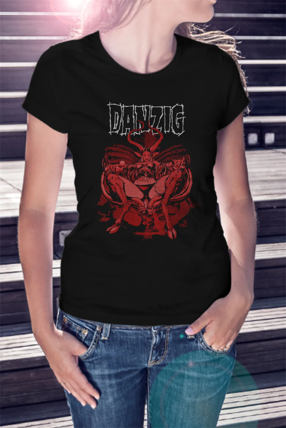 Danzig женская черная футболка с тяжелой металлической лентой Misfits Samhain на заказ