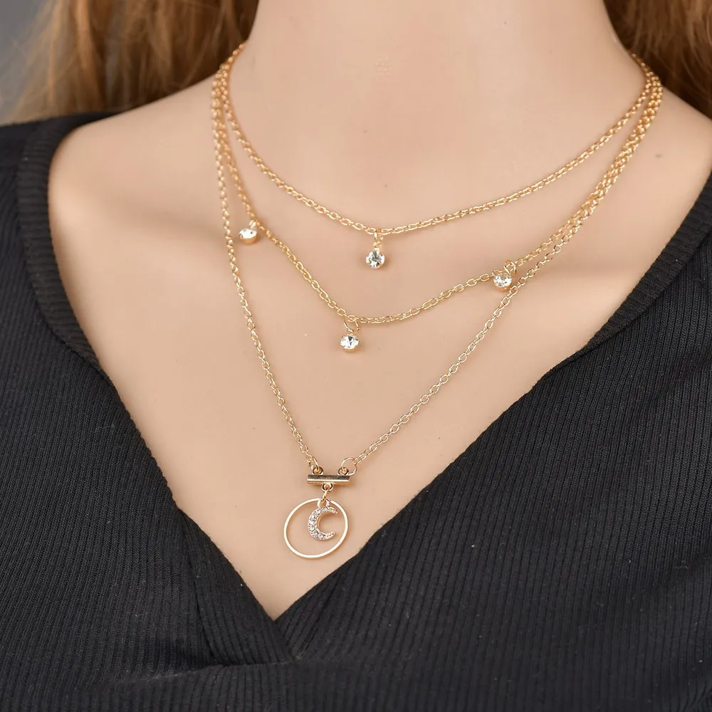 Абай классические ретро полые Луна круглые бусины Стразы Циркон несколько цепей