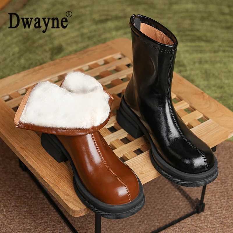 

Зимние теплые меховые полусапожки, женские ботинки из спилка и 100% натуральной шерсти, готические ботинки-мартинсы ручной работы на платфор...