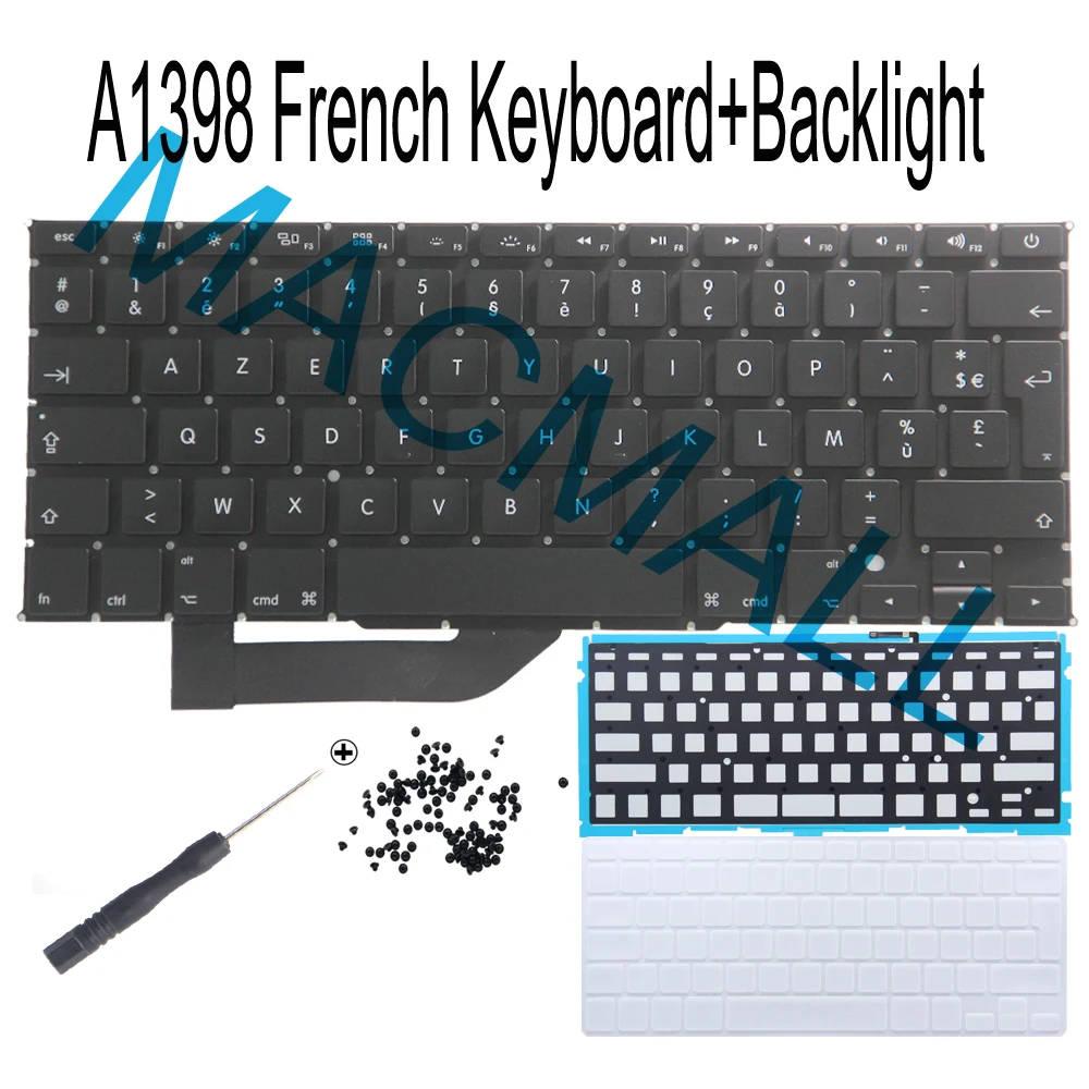 Новинка для Macbook Pro Retina 15 дюймов A1398 Замена французской клавиатуры + Подсветка