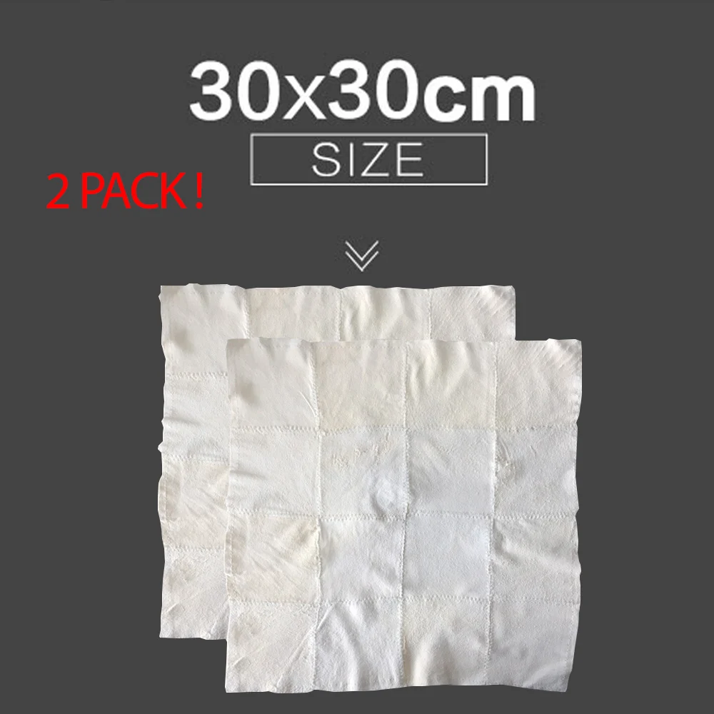 2Pcs 30x30cm Уход за автомобилем, натуральная замша, кожа, ткань для чистки автомобиля, натуральная кожа, замша, абсорбент, быстросохнущее полотенце, без полосок, без ворса - Цвет: 2Pcs 30x30cm