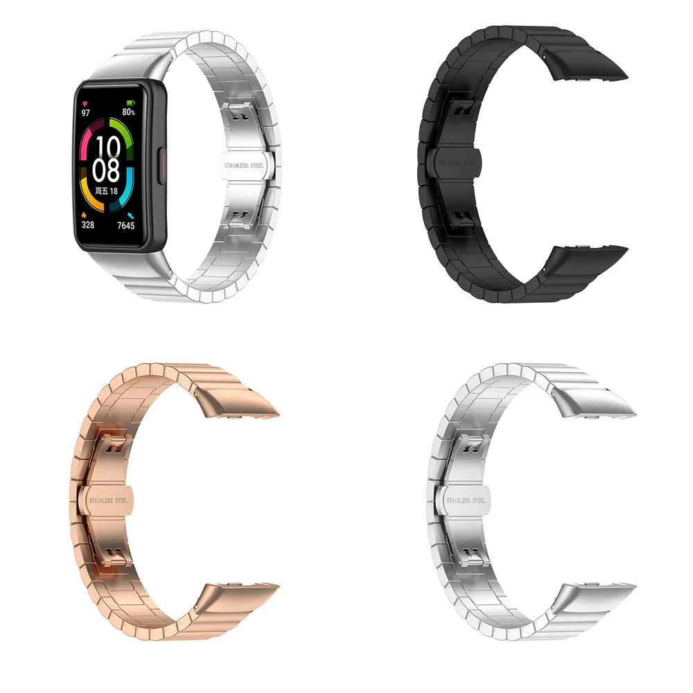 

Business Metal Watch Band Silver Rose Gold StrapFor Huawei band 6/Honor band 6 Smart Watch With Repair Tools