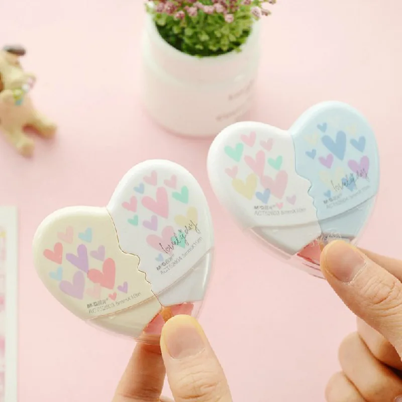 

2pcs Kawaii heart shape Corrector cute Correction Tape Promotional Gift Stationery School Office Supply