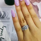 Роскошный набор колец из стерлингового серебра 925 пробы в стиле штабелируемого материала для обручального кольца 3 в 1, свадебные комплекты, Женские Ювелирные изделия для помолвки R1997XS