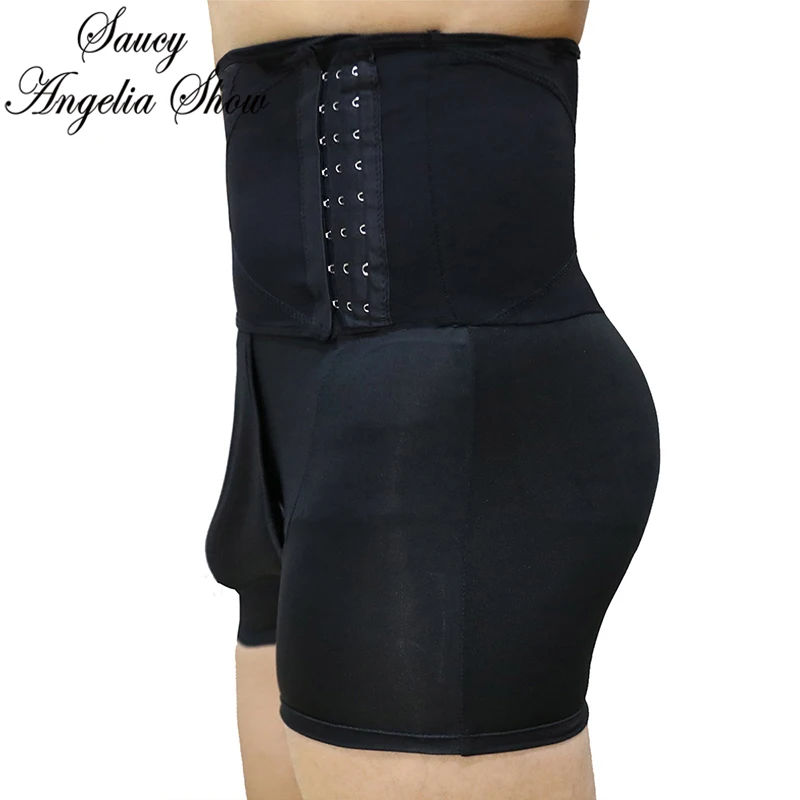 Мужские черные трусы для коррекции фигуры дышащие высокая талия тренировок