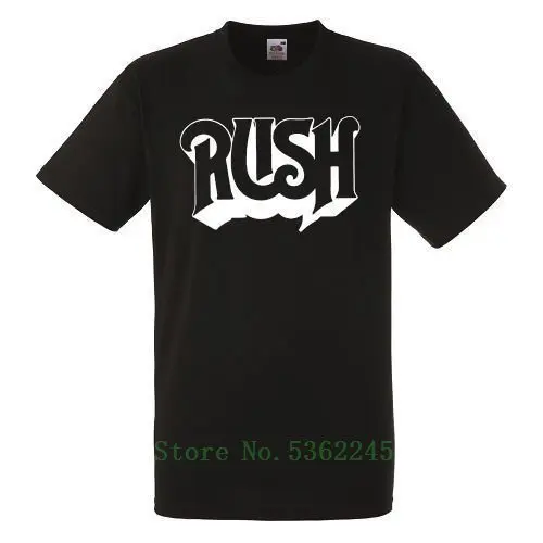 

Rush Logo Black T-Shirt Men Shirt Rock Band Tee Printing Fashion Harajuku Sleeves Cool T-Shirt Casual Sleeve Cotton Tops