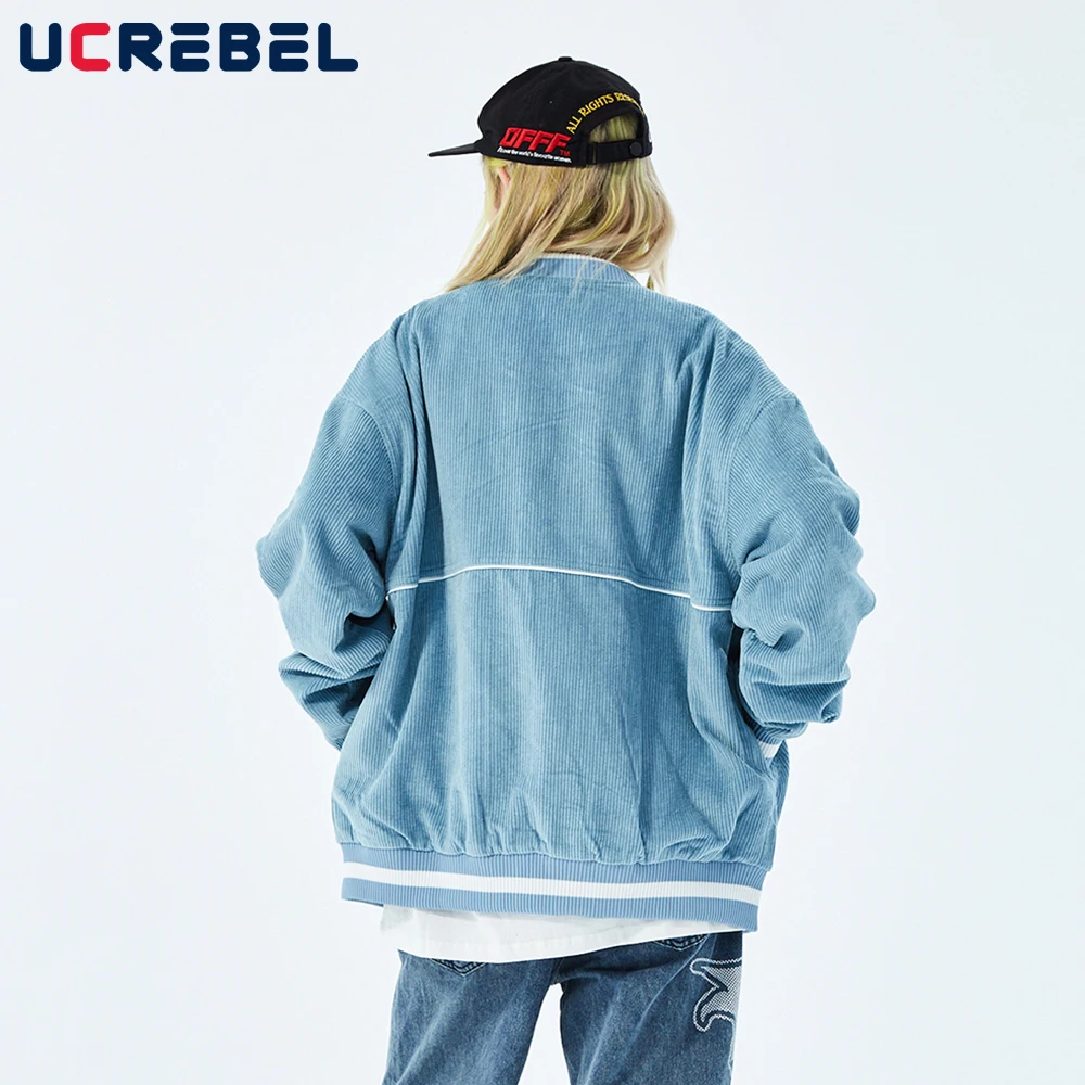 

Letter Embroidery Baseball Jacket Mens Autumn Casual Varsity Jacket Streetwear Loose V-neck Coach Jacket Outerwear Men