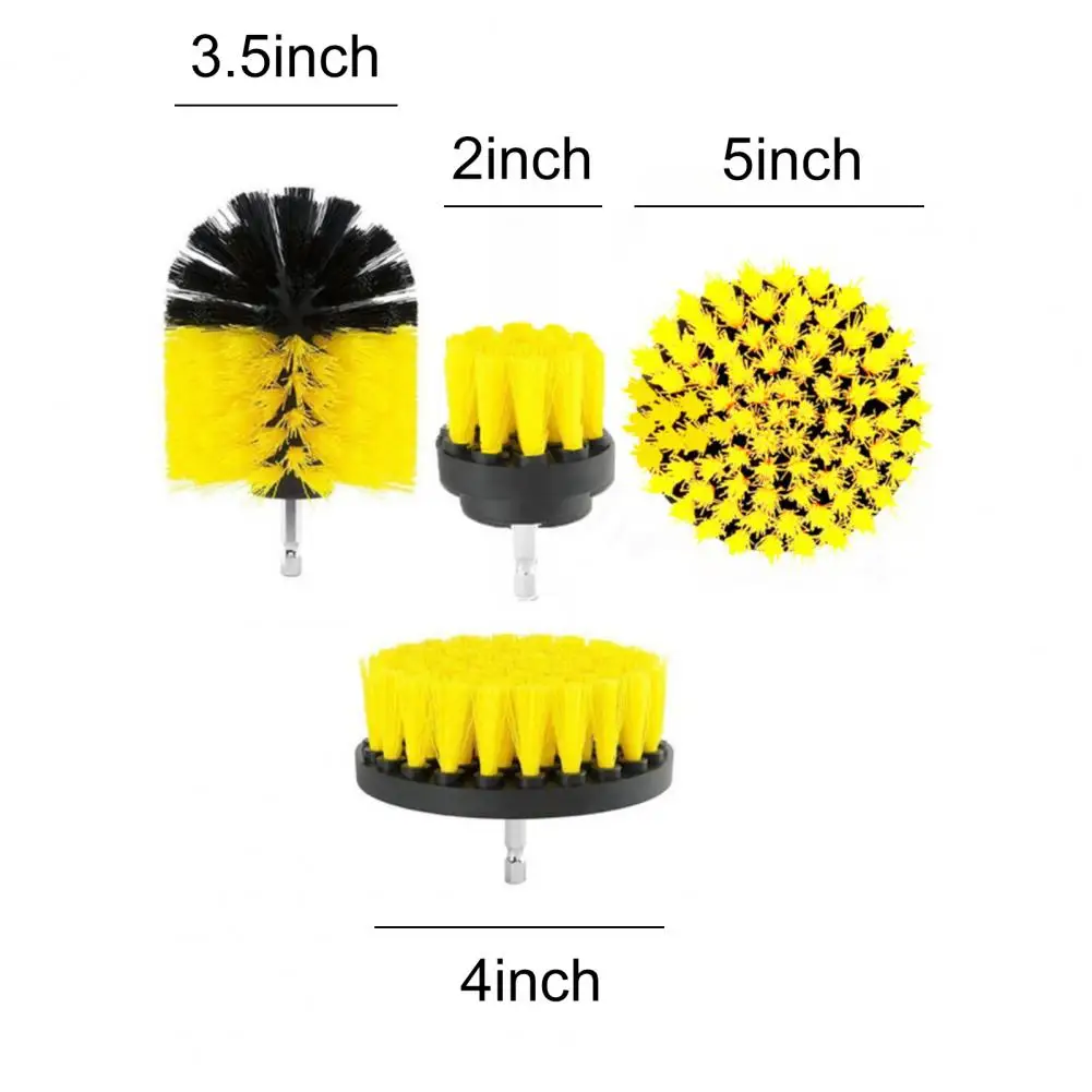 

4Pcs/Set Drill Brush Easy to Clean Durable 2/3.5/4/5 Inch Scrub Carpet Glass Auto Care Electric Scrubber Cleaning Tool for Tire