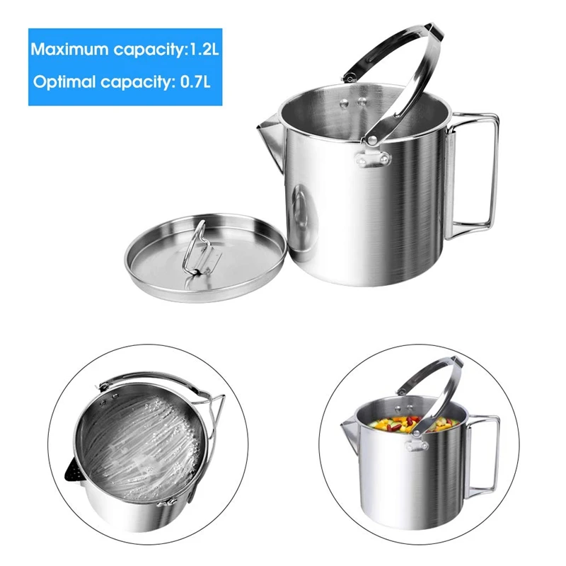 Походный чайник ABLB из нержавеющей стали легкий компактный 1 2 л для кемпинга