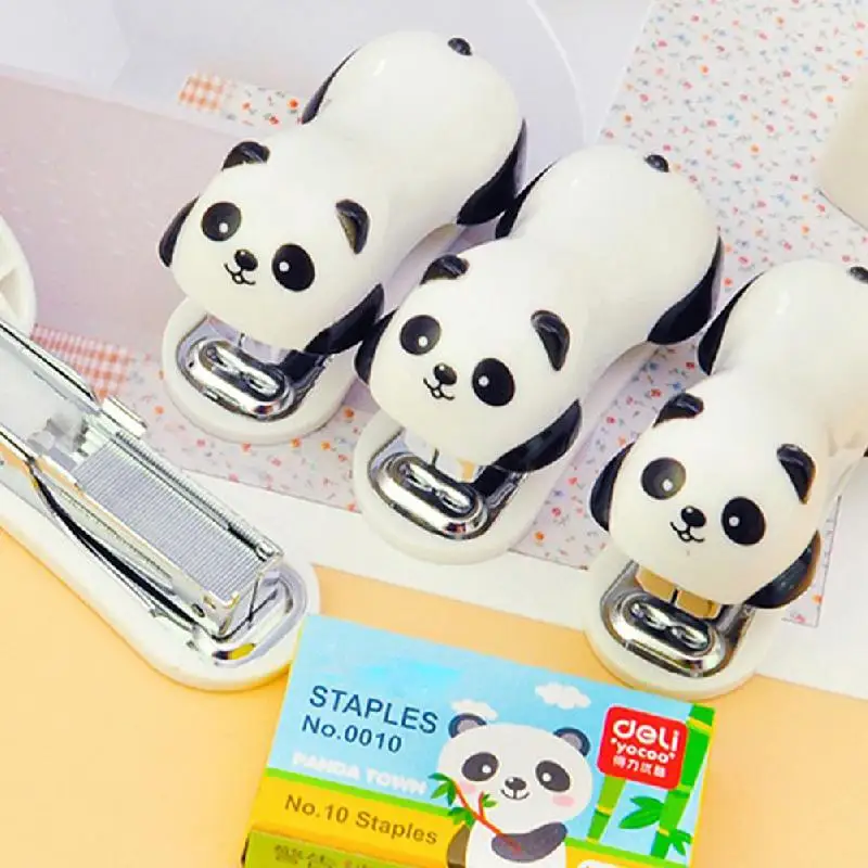 Портативный милый мини степлер с пандой домашний маленький бумажный для