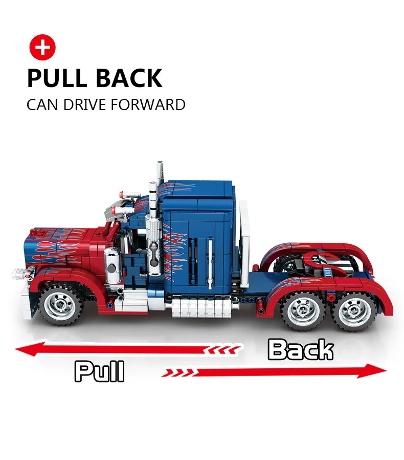 Техника серии 701803 Peterbilt 389 849 шт. тяжелый Контейнеровозы Модель Строительные блоки комплект Классические игрушки-Конструкторы для детей