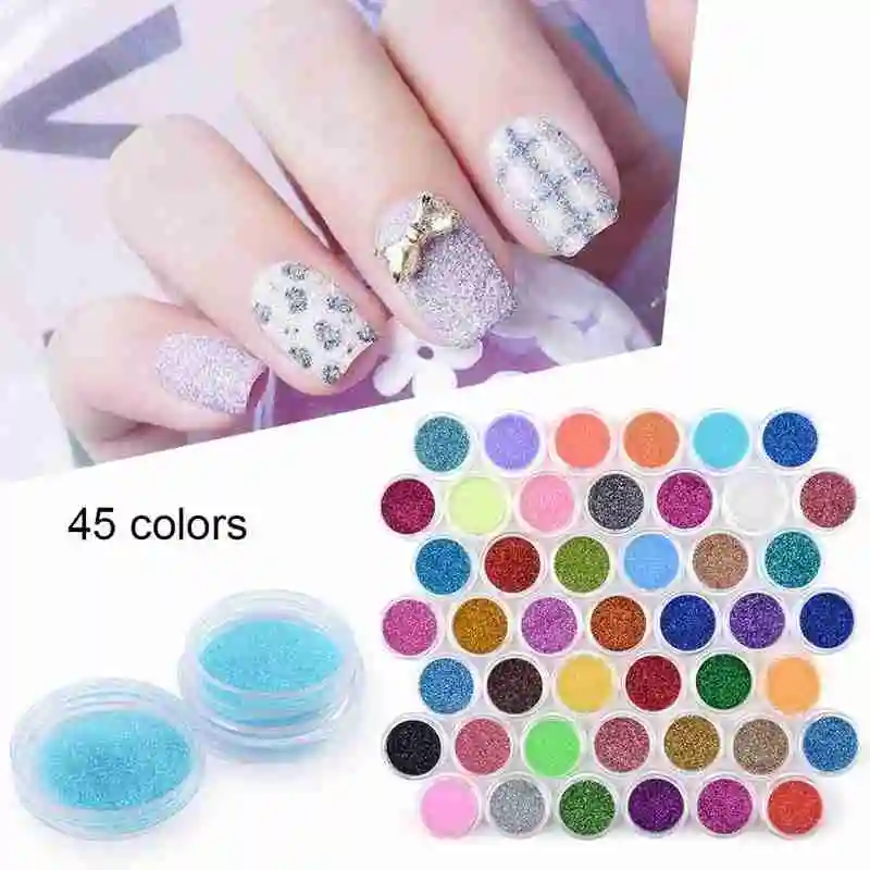 

Nail Powder Set 45 Glitter Mixed Colors For Beauty Decoration Art Up Sequins Powder Manicure Nail Make Shiny Q5N3