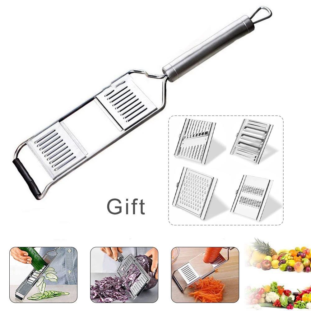 

Multifunctional Vegetable Slicer Stainless Steel Three-in-one Potato Shredder Shredder Grater Household Wipe Kitchen Accessories