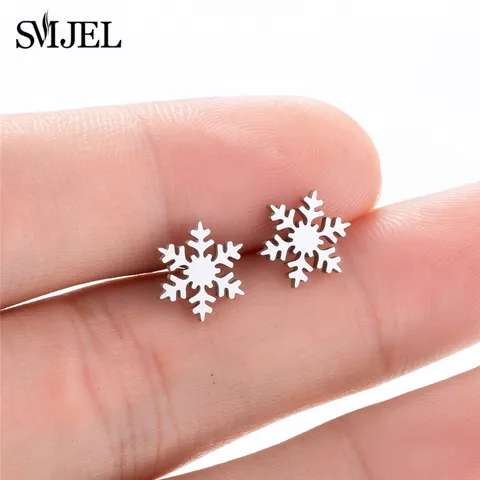 Brincos de garanhão de cervos de desenho animado Smjel Earing para meninas Jóias de Natal de aço inoxidável Mulheres pendentes