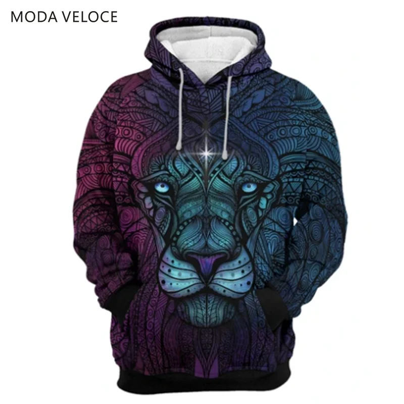 Moaveloce snoaking Lion унисекс Толстовка из полиэстера с шерстью аниме цельная толстовка