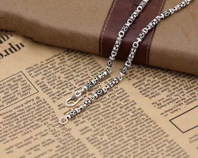 

925 Sterling Silver Necklace 4mm Thick Fine Handmade bamboo Necklace Christmas gifts For women men