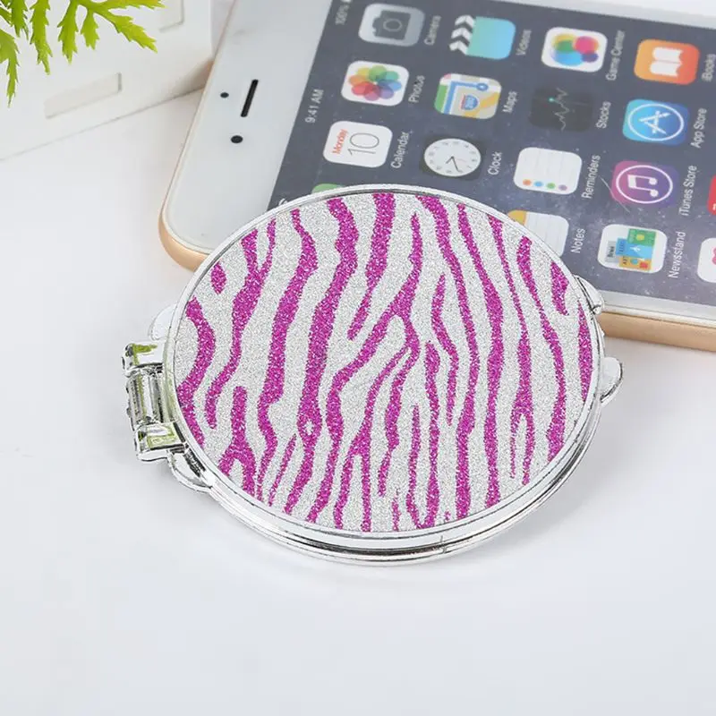 Круглое мини зеркало с блестками для макияжа компактное Складное двухстороннее