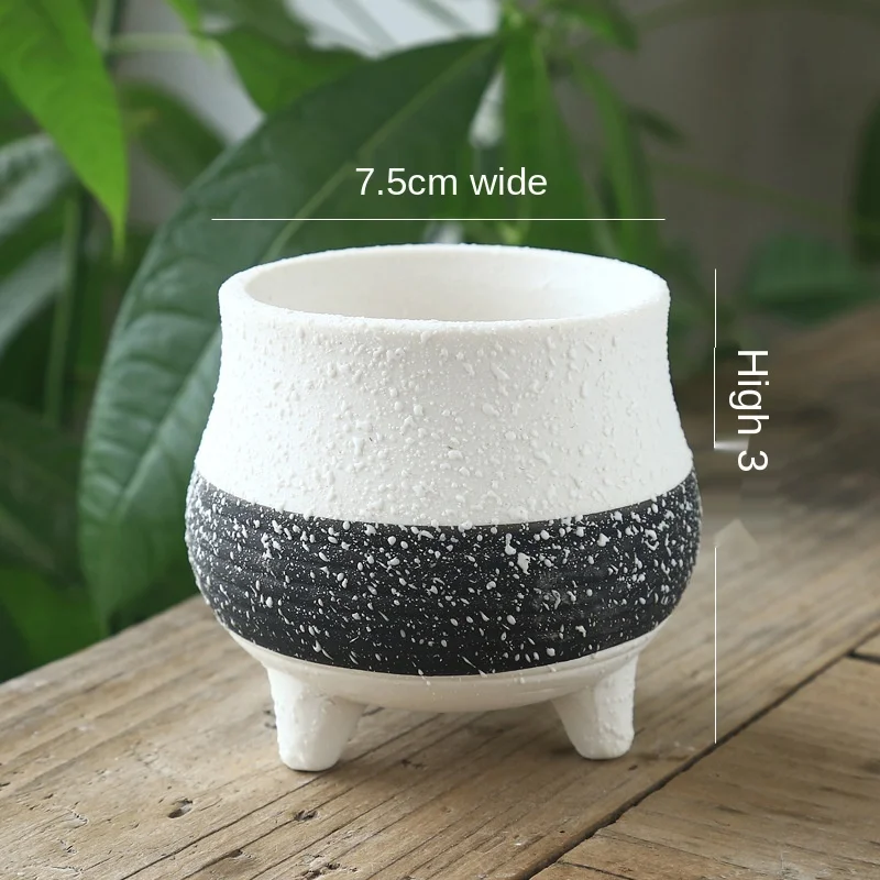 Black White Ceramic Flower Pot Snowflake Inkjet Creative Crafts Simple Potted Ornaments Succulent Flowerpot Home Decor | Дом и сад